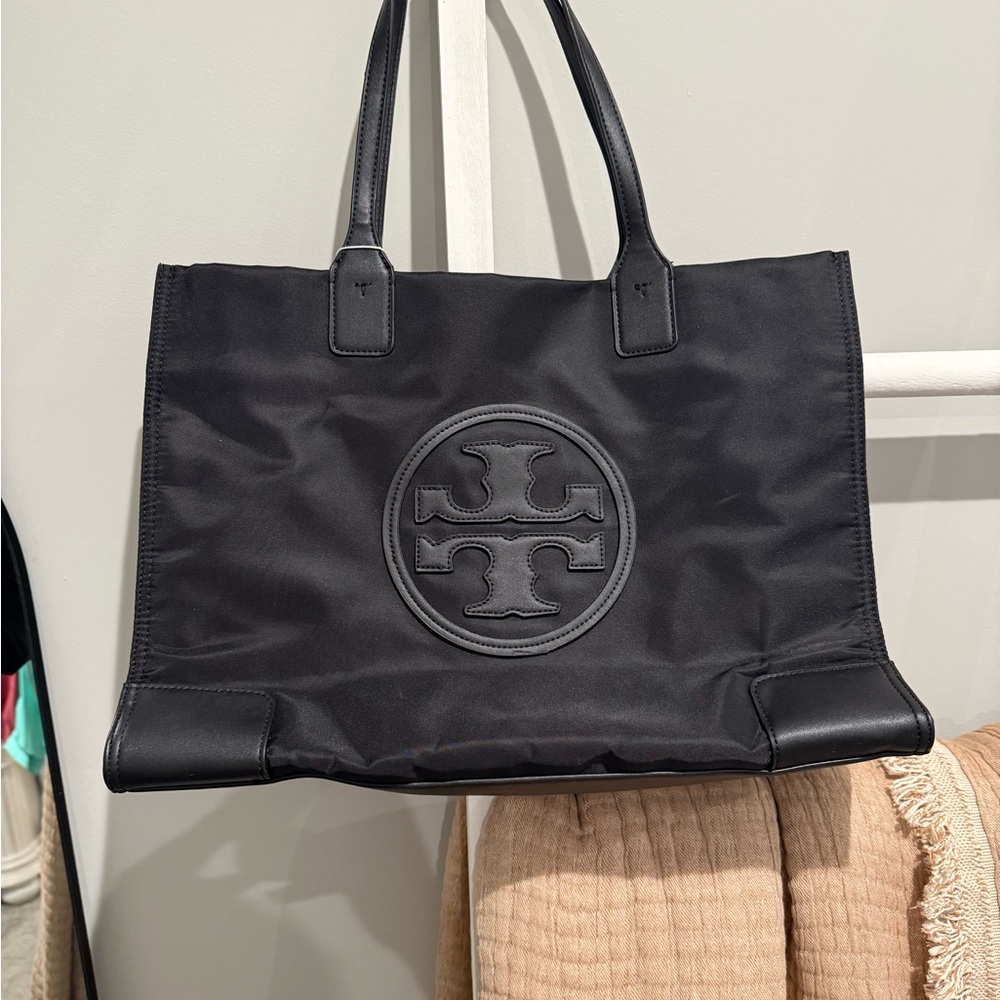 Black Tote Bag with Logo- Tory Burch